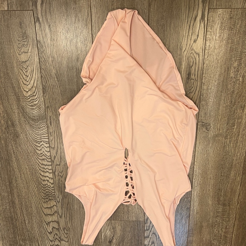 Peach One-Piece Swimsuit with Lace-Up Back (never worn)